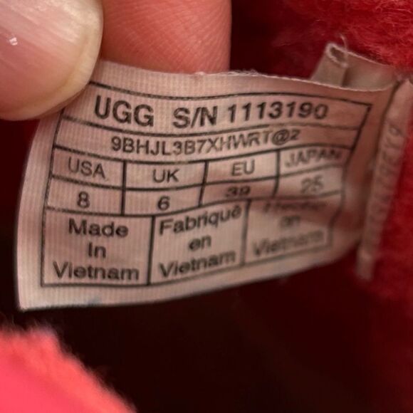 UGG Classic Clear Mini Samba Red Boots Size 8 - Picture 7 of 13